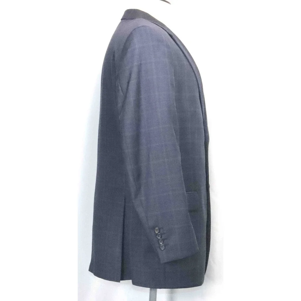 Ralph Lauren Blue Windowpane Check Wool Tweed Blazer Jacket Mens Size 42R